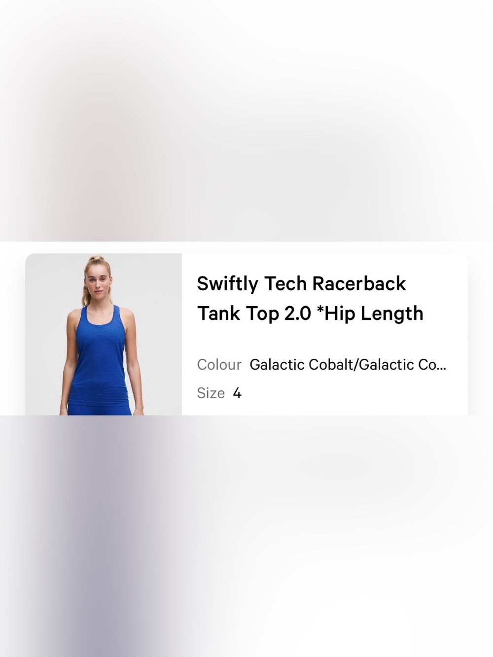 Lululemon Swiftly Tech Racerback Tank 2.0 Hip Length Size 4 (NWT Never Worn)